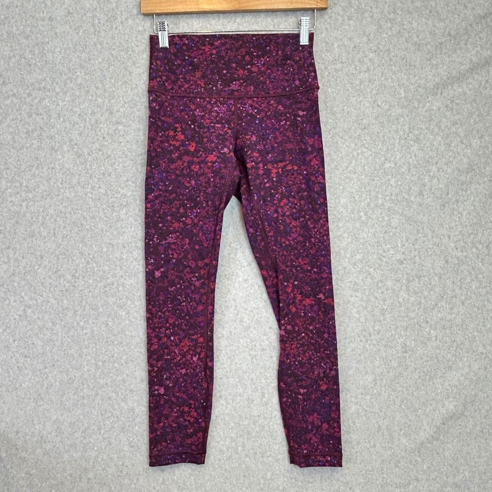Lululemon 6 Wunder Under High-Rise 25" Leggings Purple Pink Ornamental Floral